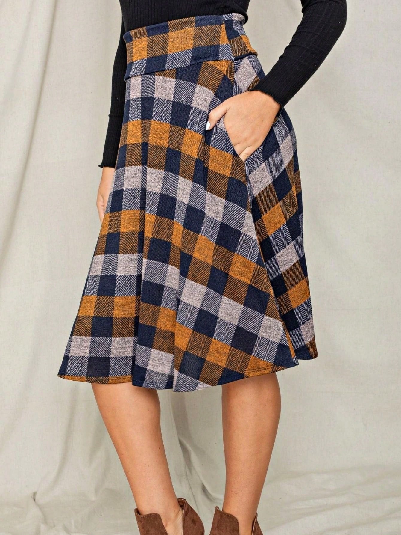 Boho Retro Knee Length Skirt Ditsy Floral