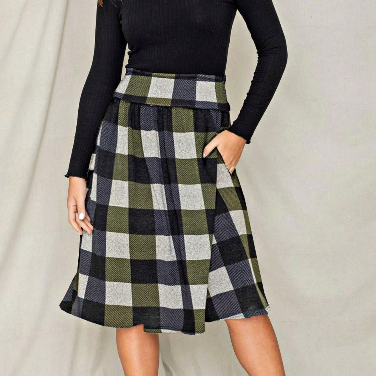 Boho Retro Knee Length Skirt Ditsy Floral