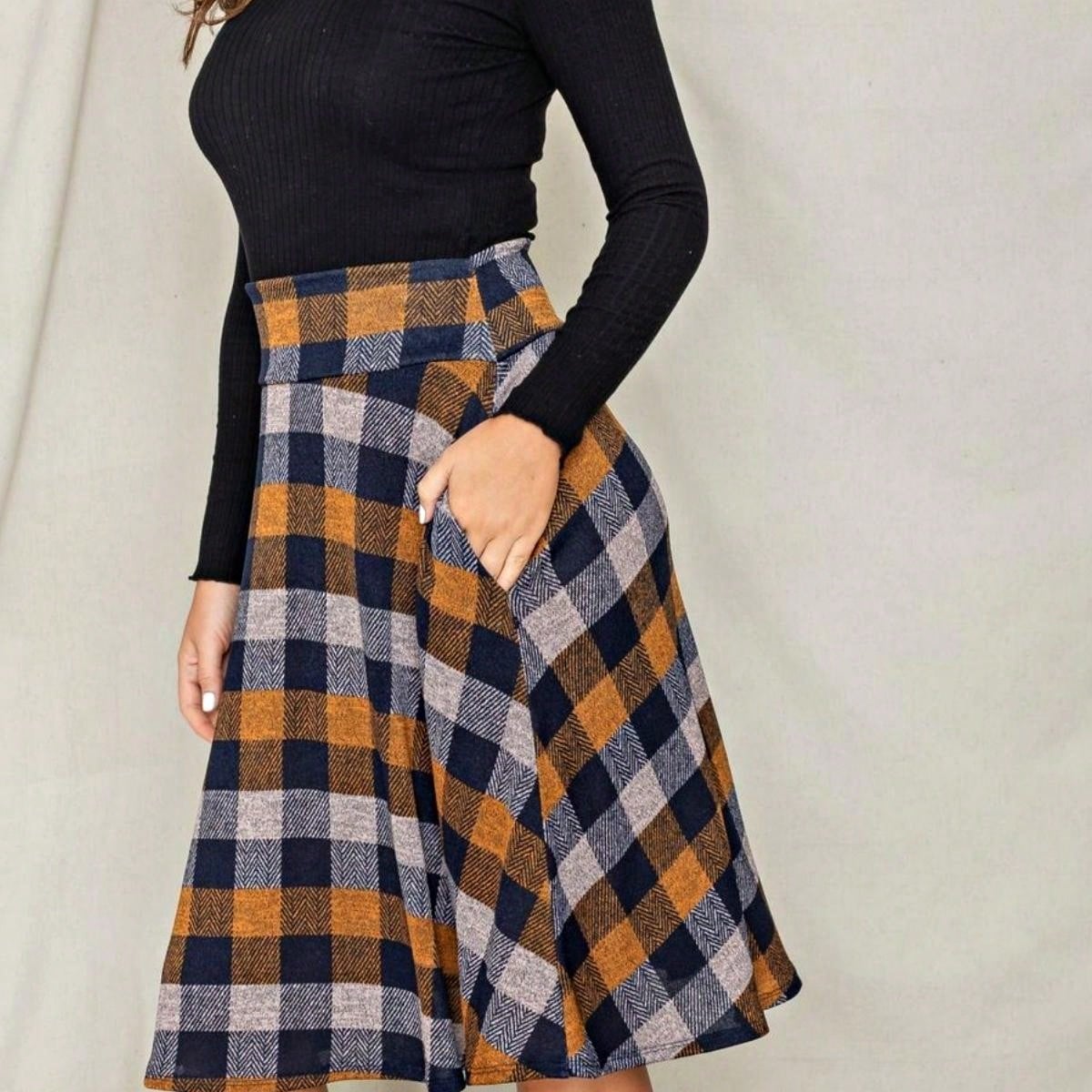 Boho Retro Knee Length Skirt Ditsy Floral