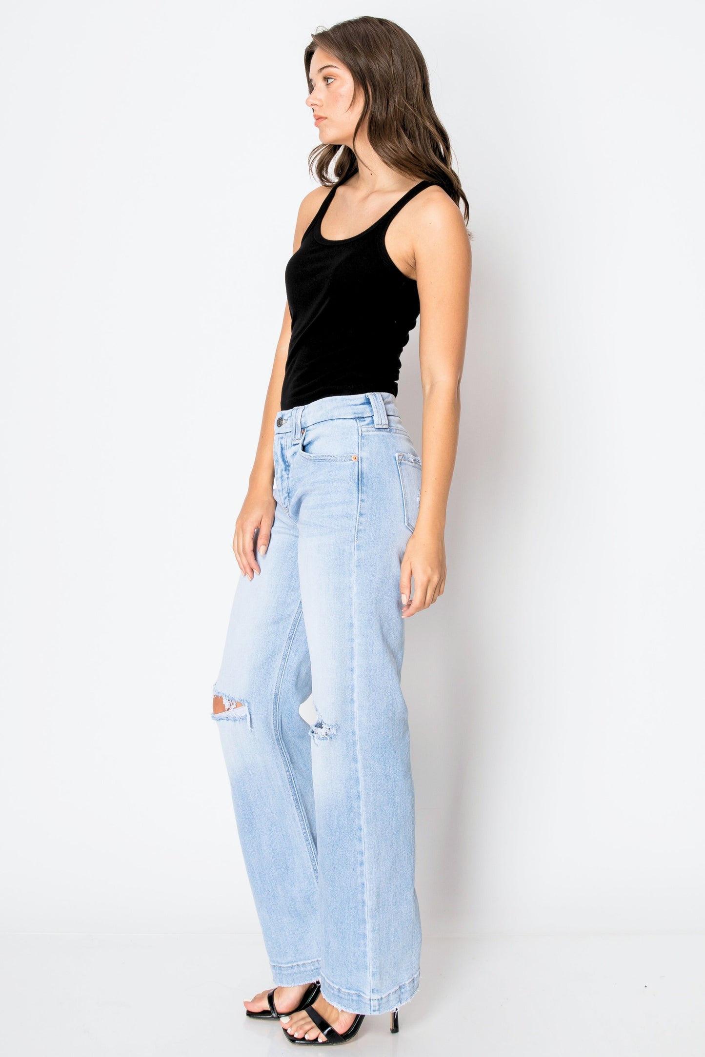 Tummy Control High Rise Relaxed Straight Leg Jean