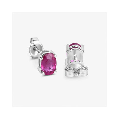 1.04 Ct Oval Pink Ruby Prong 10K Gold Stud Earrings