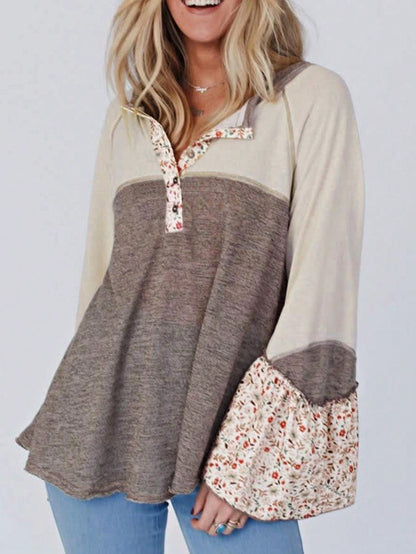 Boho Retro Vintage 90's  Khaki Beige  Viscose Waffle Tulip Petal Sleeve Knit Top Shirt Blouse