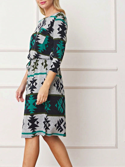 Boho Retro Black Coral  Ivory Burgundy Olive Charcoal  Half  Long Balloon Sleeve Ruffle Bell  Tiered Patch Work Flower Tiered Knit Dress