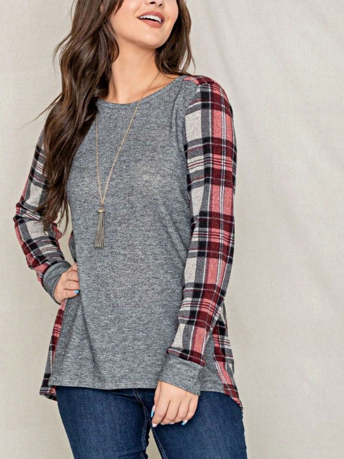Boho Retro 90's Vintage  Bandana Paisley Olive Burgundy Cute Side Cut Knit Top Blouse Cool Tunic