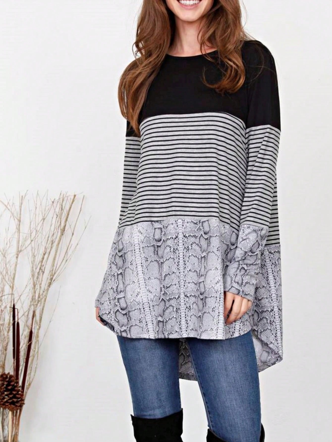 Boho Retro Rayon Color Block Pocket Soft Top Shirt Blouse Tunic | Small-3 XL