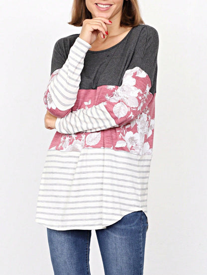 Boho Retro Rayon Color Block Pocket Soft Top Shirt Blouse Tunic | Small-3 XL