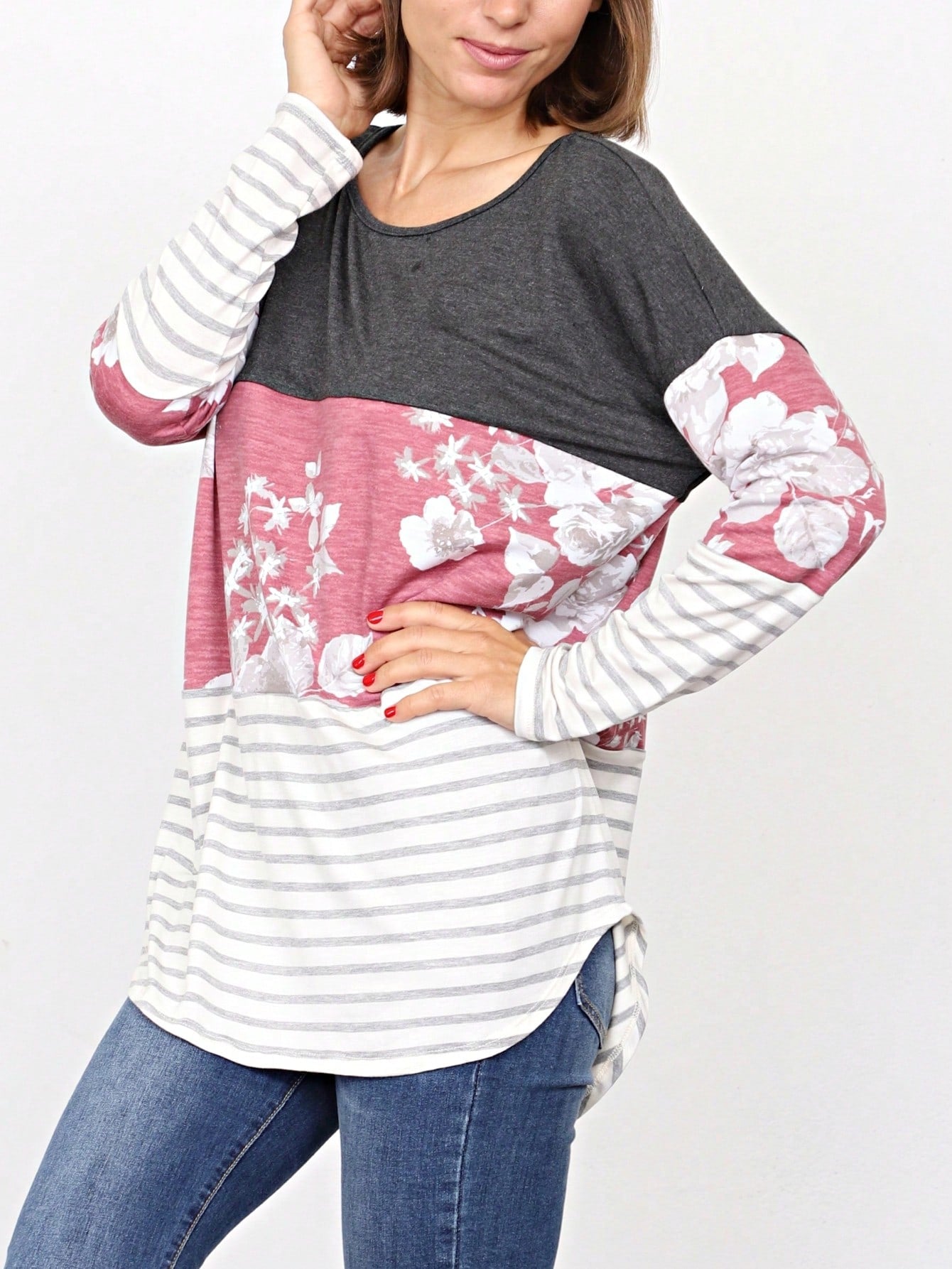 Boho Retro Rayon Color Block Pocket Soft Top Shirt Blouse Tunic | Small-3 XL