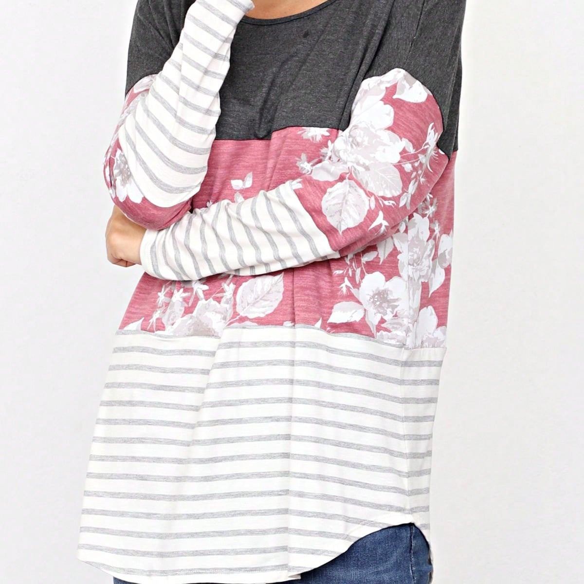 Boho Retro Rayon Color Block Pocket Soft Top Shirt Blouse Tunic | Small-3 XL
