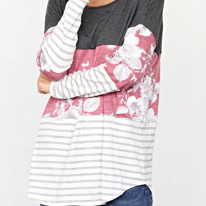 Boho Retro Rayon Color Block Pocket Soft Top Shirt Blouse Tunic | Small-3 XL