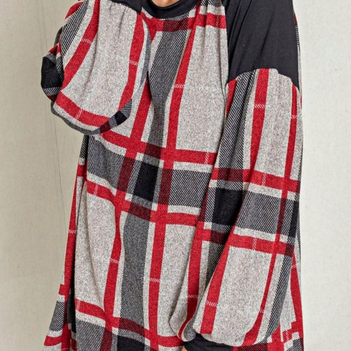 Boho Retro 90's Floral Sequin Plaid Checker Pocket Soft Stripe RaglanTunic Top Shirt Pull Over