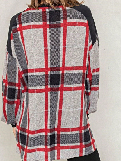 Boho Retro 90's Floral Sequin Plaid Checker Pocket Soft Stripe RaglanTunic Top Shirt Pull Over