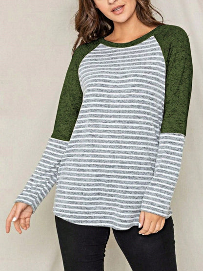 Boho Retro 90's Floral Sequin Plaid Checker Pocket Soft Stripe RaglanTunic Top Shirt Pull Over
