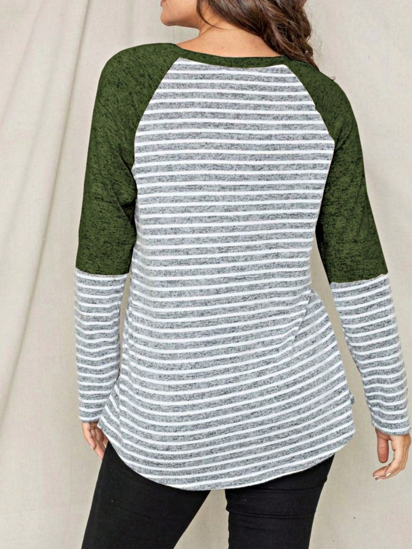 Boho Retro 90's Floral Sequin Plaid Checker Pocket Soft Stripe RaglanTunic Top Shirt Pull Over