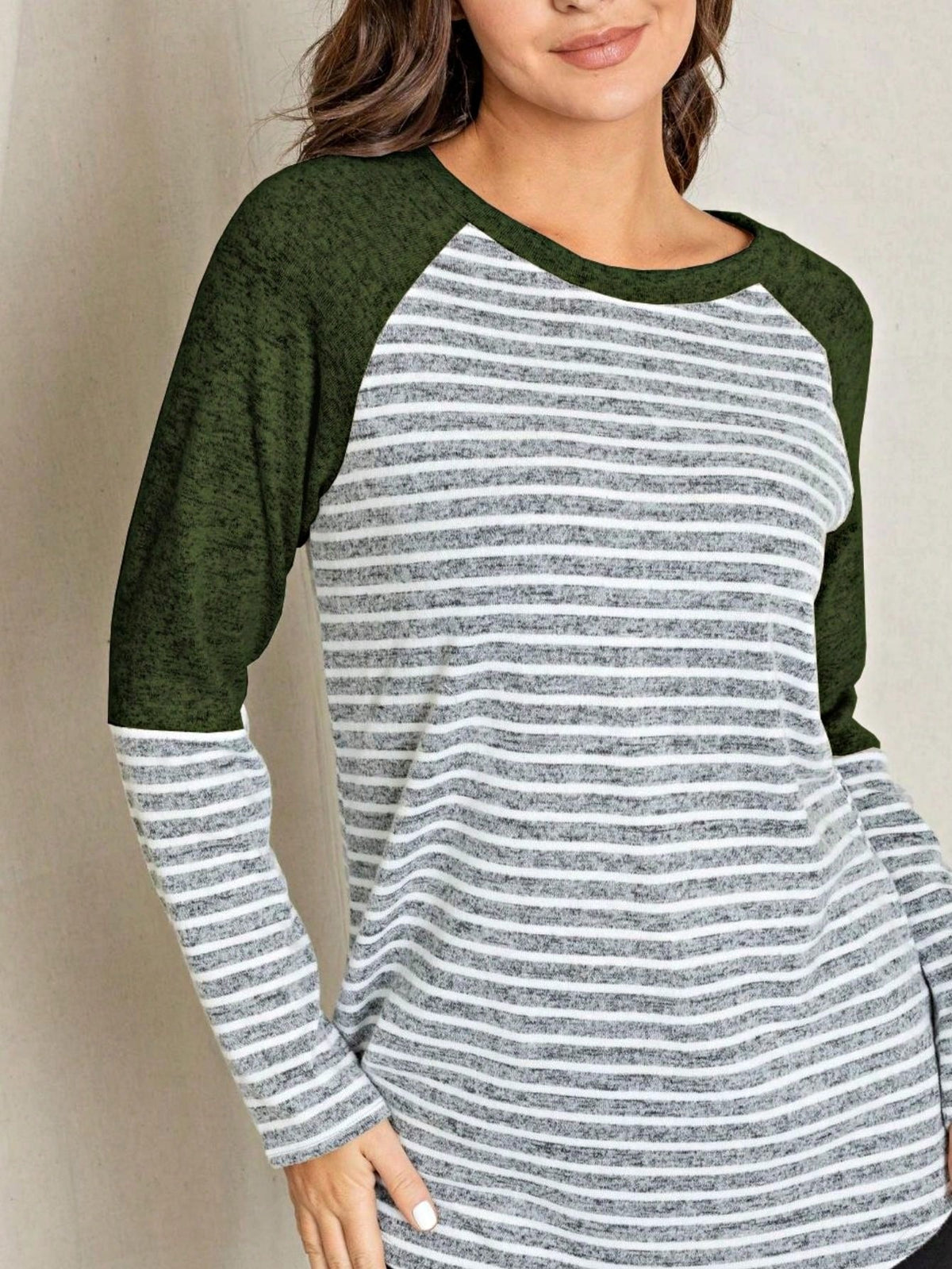 Boho Retro 90's Floral Sequin Plaid Checker Pocket Soft Stripe RaglanTunic Top Shirt Pull Over