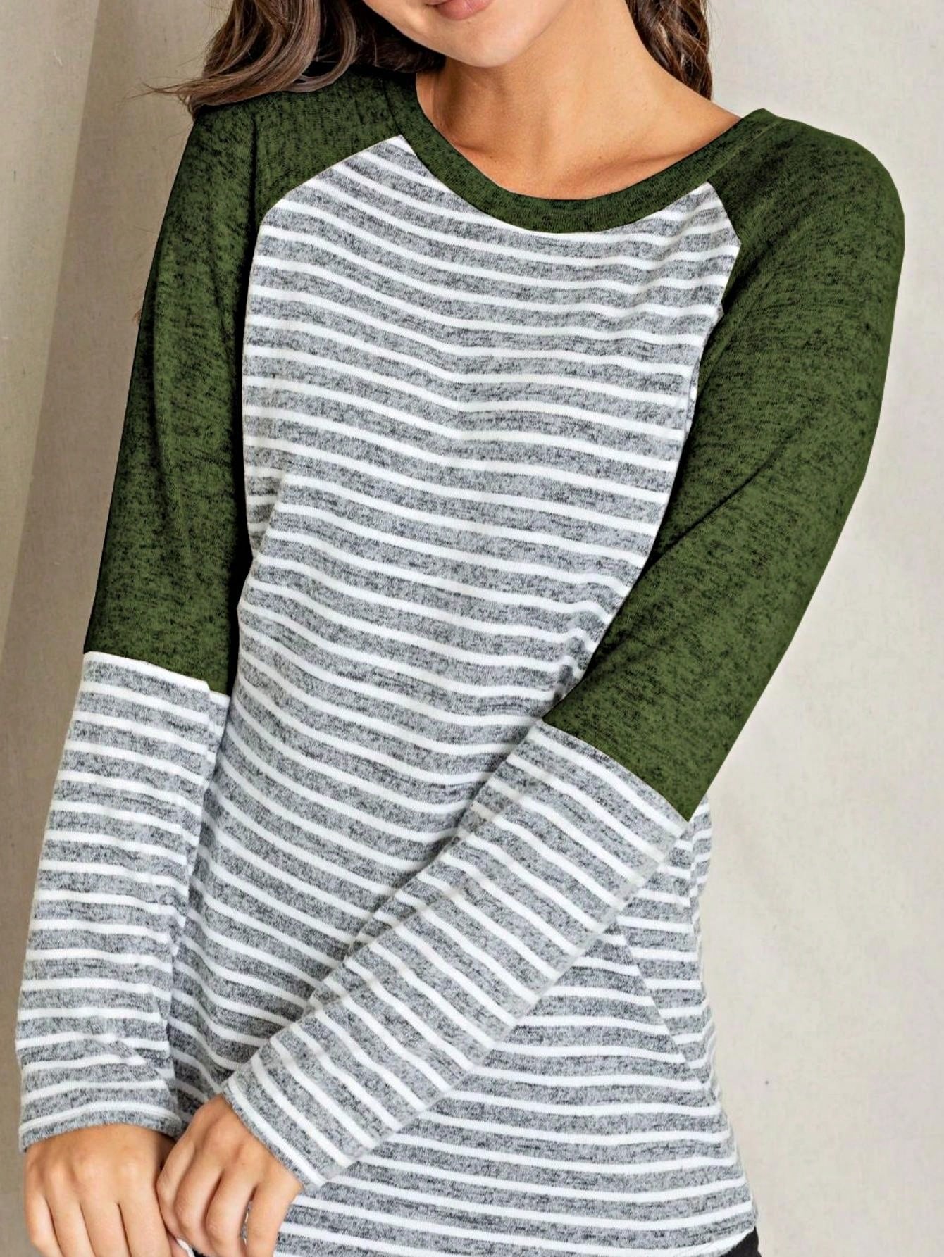 Boho Retro 90's Floral Sequin Plaid Checker Pocket Soft Stripe RaglanTunic Top Shirt Pull Over