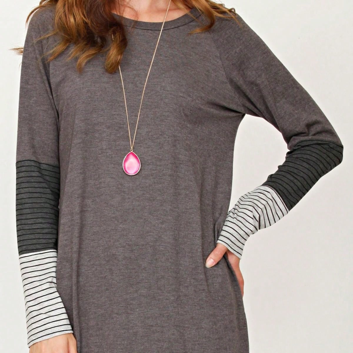 Summer Cool Rayon Boho Retro Vintage Short Sleeve Tiered Tulip Hem Black Grey White Tunic Top Shirt Only