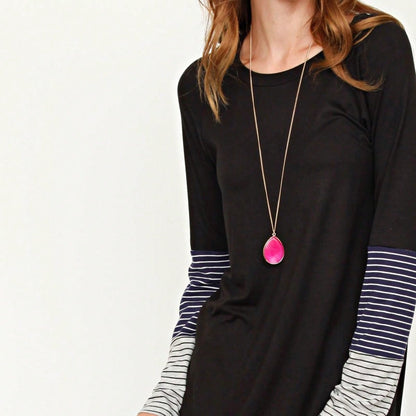 Summer Cool Rayon Boho Retro Vintage Short Sleeve Tiered Tulip Hem Black Grey White Tunic Top Shirt Only