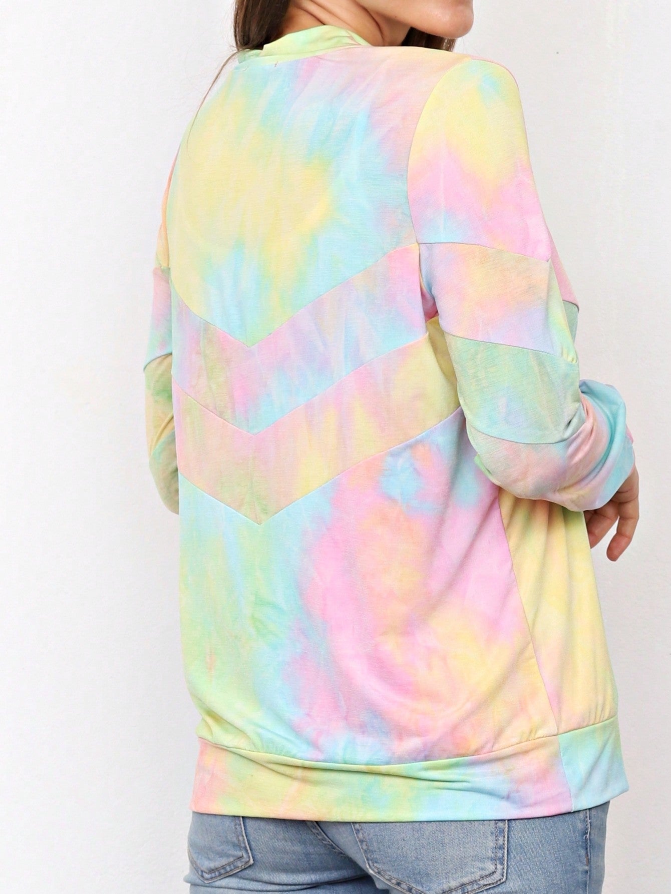 Boho Vintage 90s Vibe Tie Dye Retro Solid Floral Black Long Sleeve Bomber Cardigan Zip Up Yellow Pink Patchwork Multi Print Jacket
