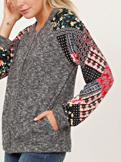 Boho Vintage 90s Vibe Tie Dye Retro Solid Floral Black Long Sleeve Bomber Cardigan Zip Up Yellow Pink Patchwork Multi Print Jacket
