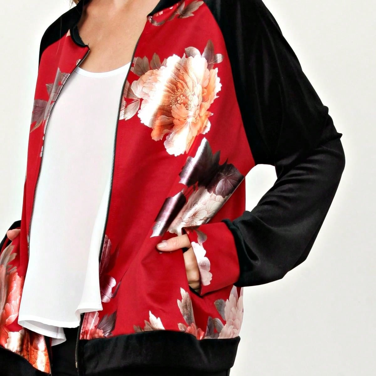 Boho Vintage 90s Vibe Tie Dye Retro Solid Floral Black Long Sleeve Bomber Cardigan Zip Up Yellow Pink Patchwork Multi Print Jacket