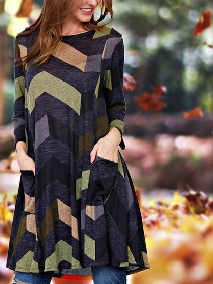 Boho Retro Half Balloon Puff Sleeve   Tunic Dress