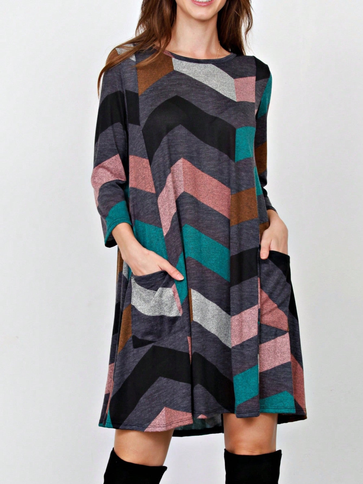 Boho Retro Half Balloon Puff Sleeve   Tunic Dress