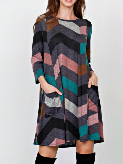 Boho Retro Half Balloon Puff Sleeve   Tunic Dress