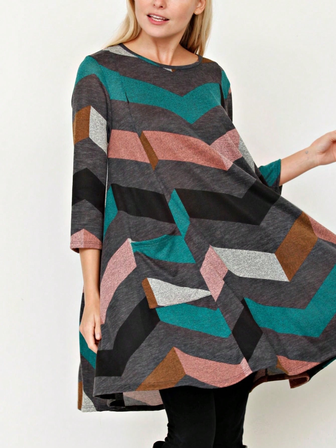 Boho Retro Half Balloon Puff Sleeve   Tunic Dress
