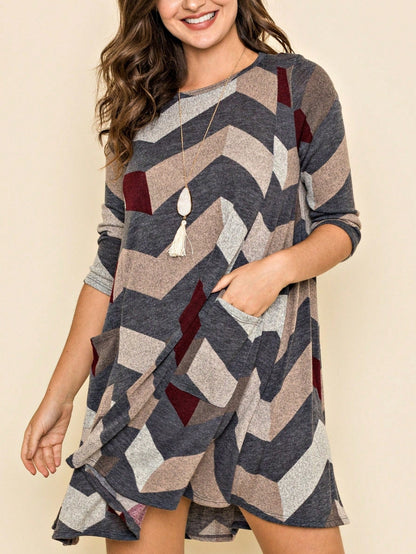 Boho Retro Half Balloon Puff Sleeve   Tunic Dress