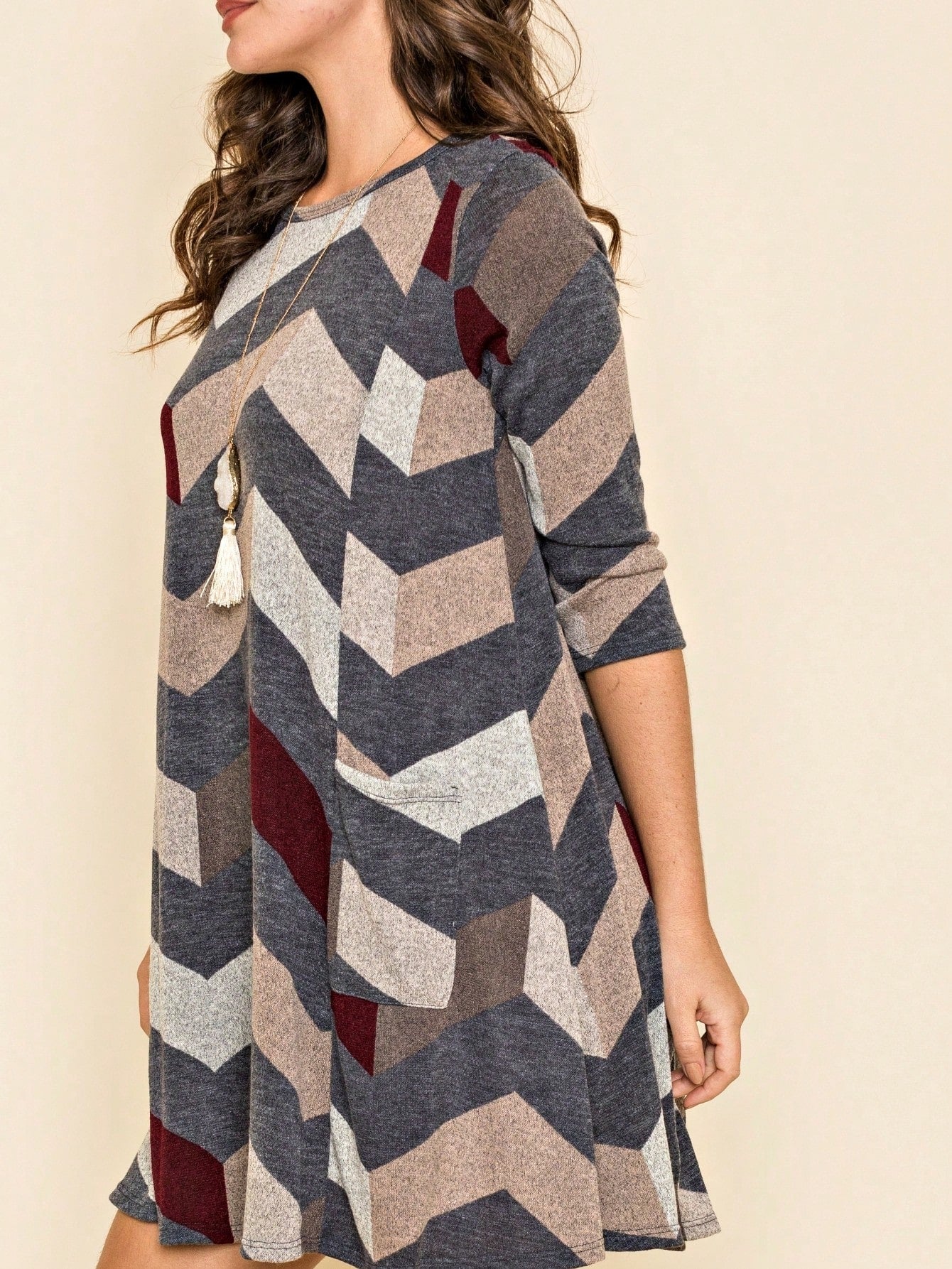Boho Retro Half Balloon Puff Sleeve   Tunic Dress