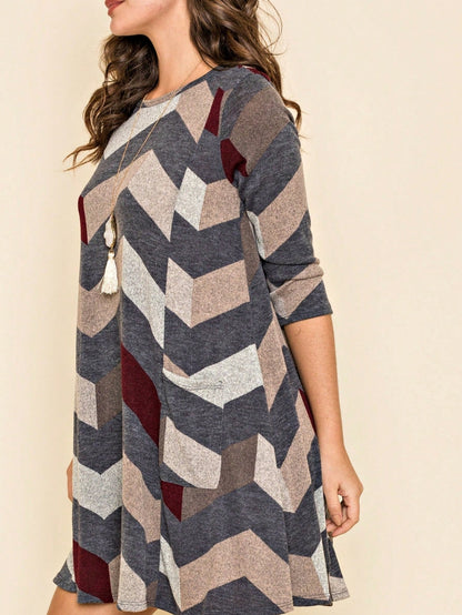 Boho Retro Half Balloon Puff Sleeve   Tunic Dress