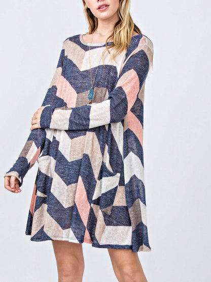 Boho Retro Half Balloon Puff Sleeve   Tunic Dress