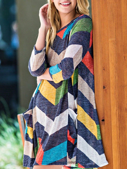 Boho Retro Half Balloon Puff Sleeve   Tunic Dress