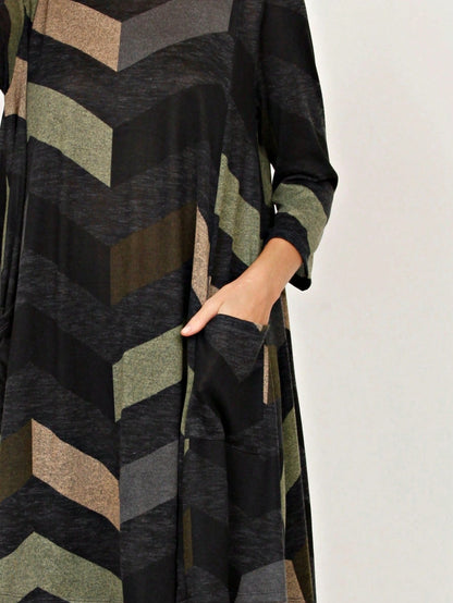 Boho Retro Half Balloon Puff Sleeve   Tunic Dress