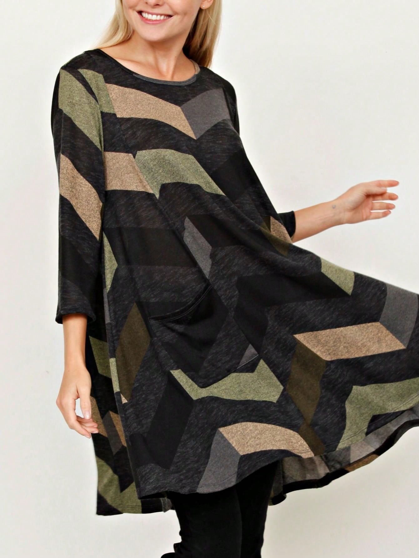 Boho Retro Half Balloon Puff Sleeve   Tunic Dress