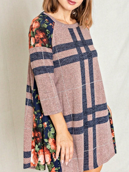 Boho Retro Classic Cap Sleeve Raglan Contrast  Stripe Green Red Navy Pink Grey Tunic Dress