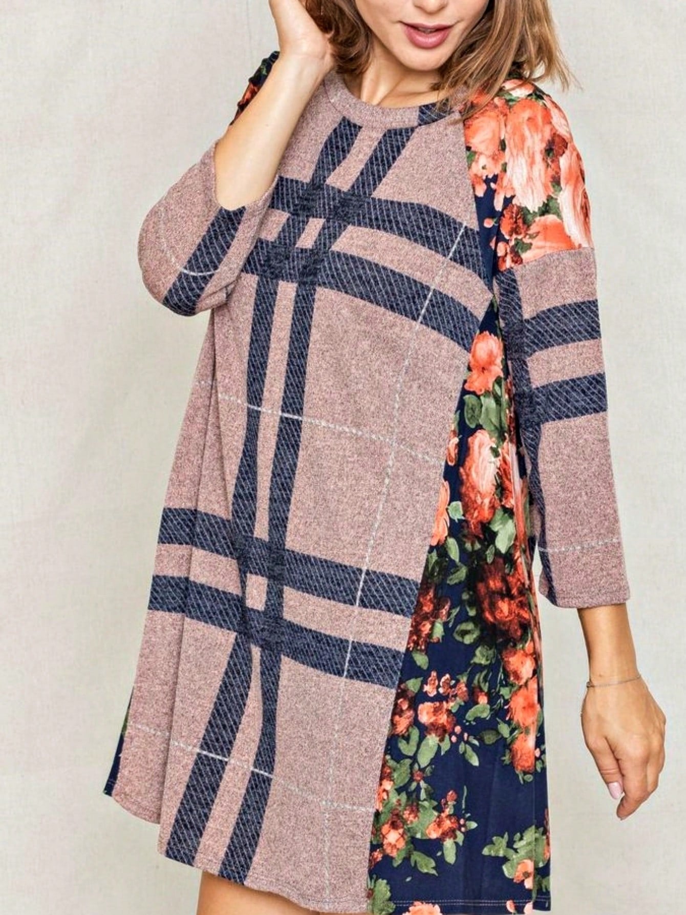 Boho Retro Classic Cap Sleeve Raglan Contrast  Stripe Green Red Navy Pink Grey Tunic Dress