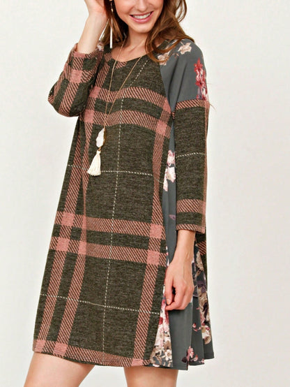 Boho Retro Classic Cap Sleeve Raglan Contrast  Stripe Green Red Navy Pink Grey Tunic Dress