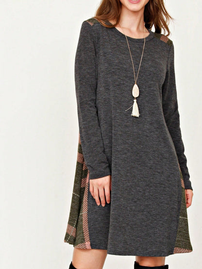Boho Retro Classic Cap Sleeve Raglan Contrast  Stripe Green Red Navy Pink Grey Tunic Dress
