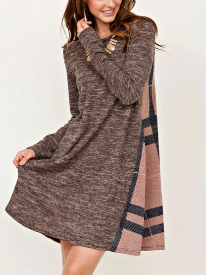 Boho Retro Classic Cap Sleeve Raglan Contrast  Stripe Green Red Navy Pink Grey Tunic Dress