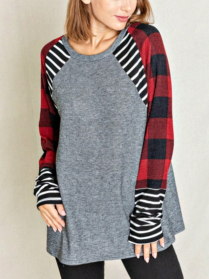 Boho Retro 90's Vintage Preppy Aline Baby Doll Checkered Cotton Top Blouse Cozy Plaid Fall Winter Tunic