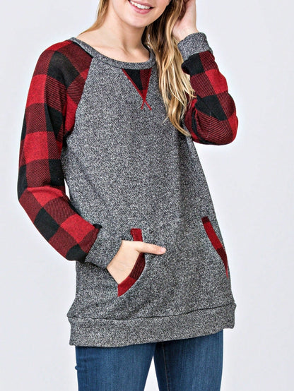 Boho Retro 90's Vintage Preppy Aline Baby Doll Checkered Cotton Top Blouse Cozy Plaid Fall Winter Tunic
