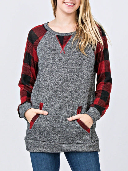 Boho Retro 90's Vintage Preppy Aline Baby Doll Checkered Cotton Top Blouse Cozy Plaid Fall Winter Tunic