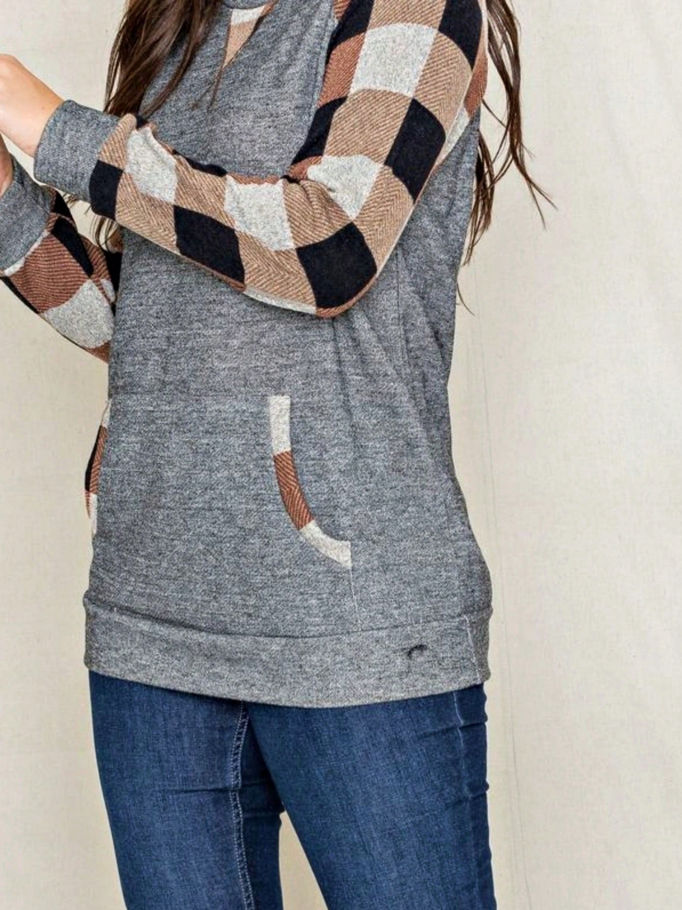 Boho Retro 90's Vintage Preppy Aline Baby Doll Checkered Cotton Top Blouse Cozy Plaid Fall Winter Tunic