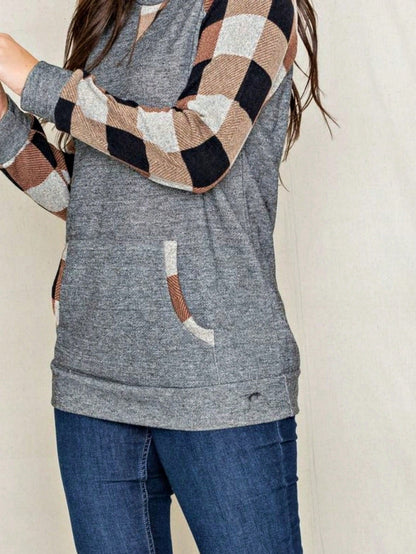 Boho Retro 90's Vintage Preppy Aline Baby Doll Checkered Cotton Top Blouse Cozy Plaid Fall Winter Tunic