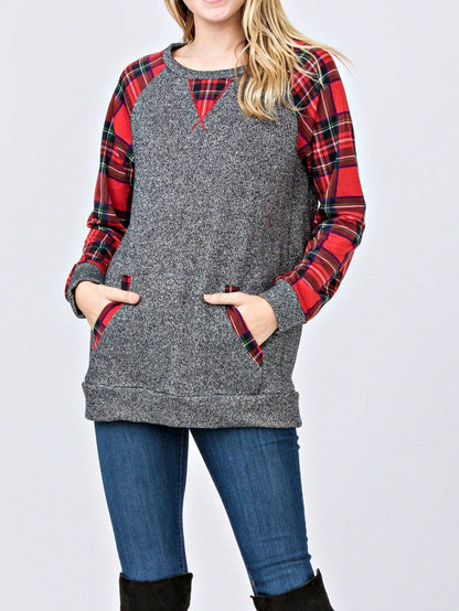 Boho Retro 90's Vintage Preppy Aline Baby Doll Checkered Cotton Top Blouse Cozy Plaid Fall Winter Tunic