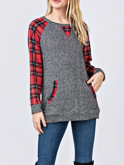Boho Retro 90's Vintage Preppy Aline Baby Doll Checkered Cotton Top Blouse Cozy Plaid Fall Winter Tunic