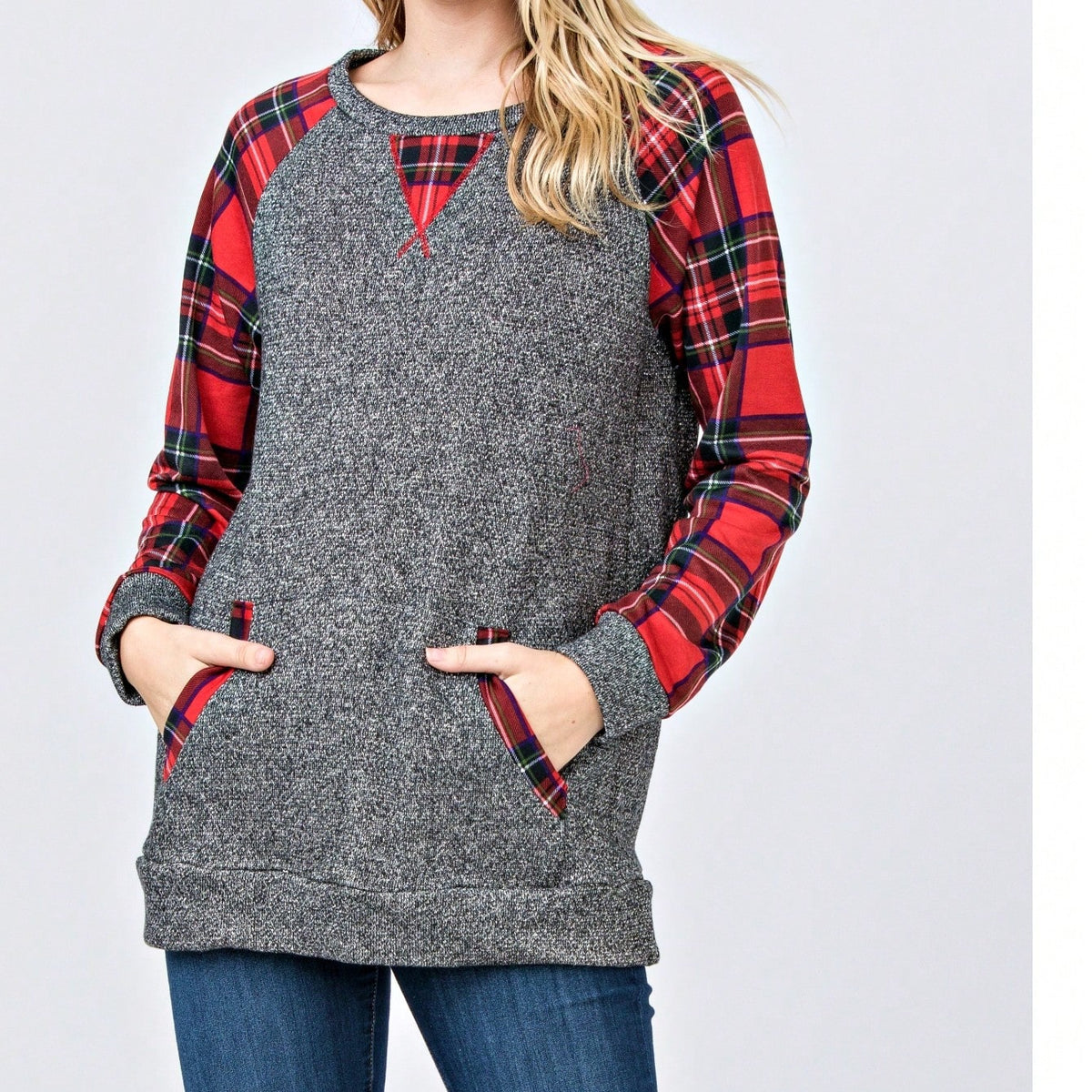 Boho Retro 90's Vintage Preppy Aline Baby Doll Checkered Cotton Top Blouse Cozy Plaid Fall Winter Tunic