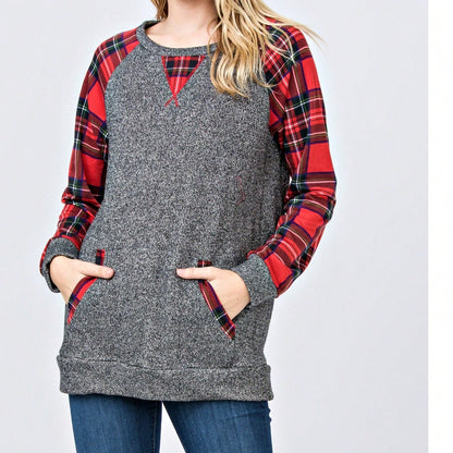 Boho Retro 90's Vintage Preppy Aline Baby Doll Checkered Cotton Top Blouse Cozy Plaid Fall Winter Tunic