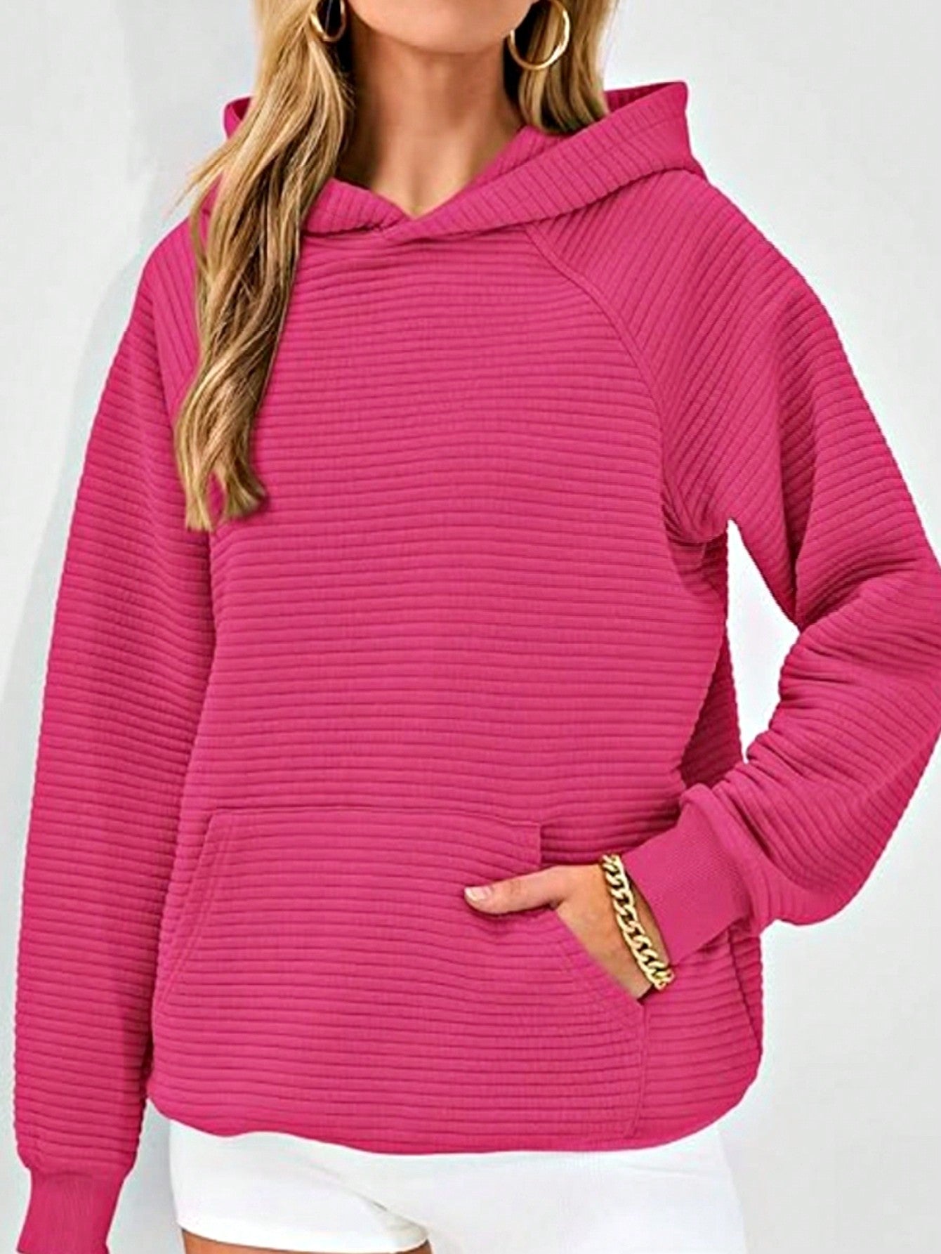 Boho Retro Vintage 90's Cotton  Solid Kangaroo Front Pocket Long Sleeve Zip Up Top Sweatshirt Hoodie Pullover Hooded